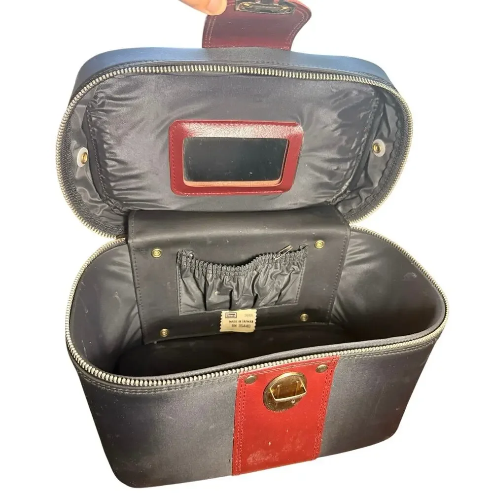 Vintage Sears 9801 Cosmetic Train Case Maroon Black Travel Makeup Box Taiwan